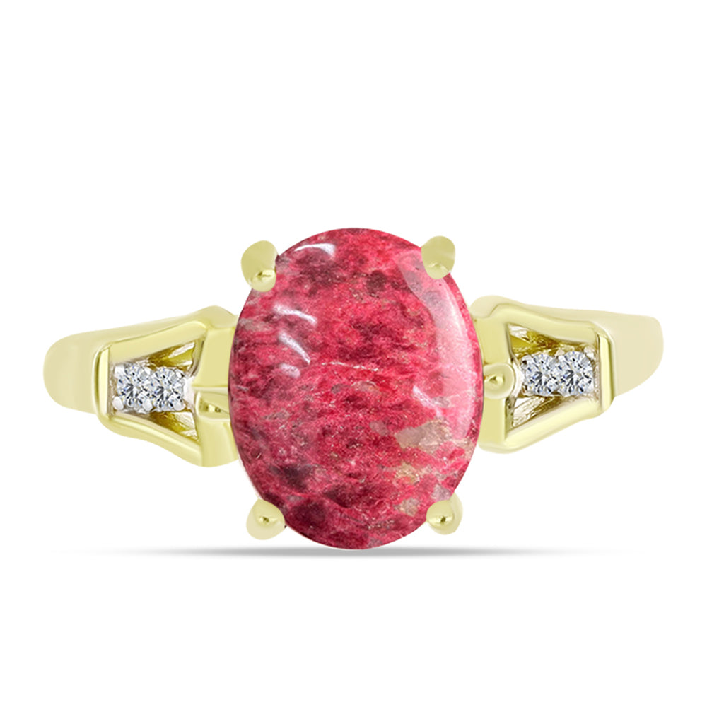 Inel din Argint 925 Placat cu Aur ( 2.99 grame ) cu Thulit și Topaz Alb 3.18 Carate 1 