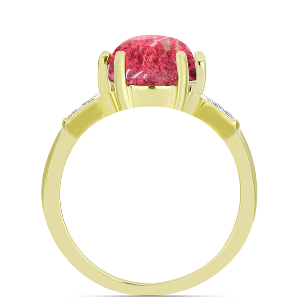 Inel din Argint 925 Placat cu Aur ( 2.99 grame ) cu Thulit și Topaz Alb 3.18 Carate