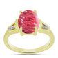 Inel din Argint 925 Placat cu Aur ( 2.99 grame ) cu Thulit și Topaz Alb 3.18 Carate