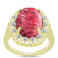 Inel din Argint 925 Placat cu Aur ( 4.77 grame ) cu Thulit și Topaz Alb 10.19 Carate
