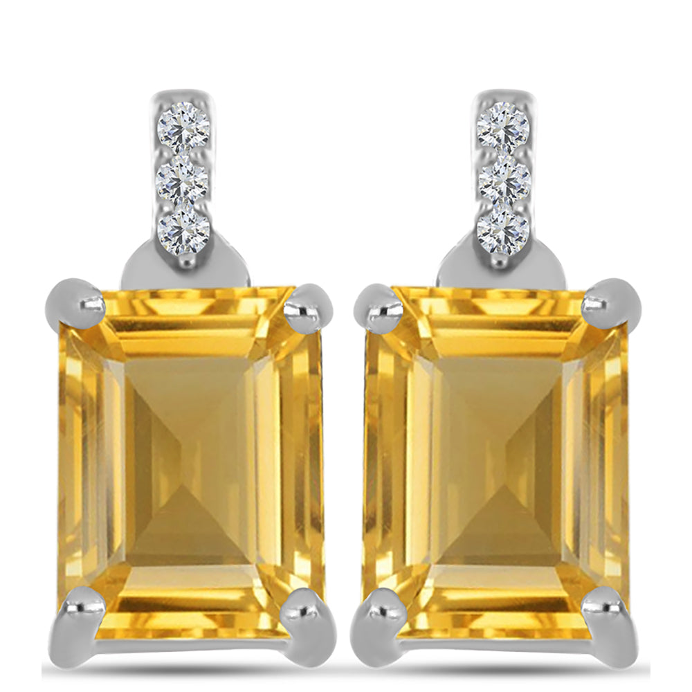 Cercei din Argint 925 ( 1.96 grame ) cu Citrin Ural și Topaz Alb 2.94 Carate 1 