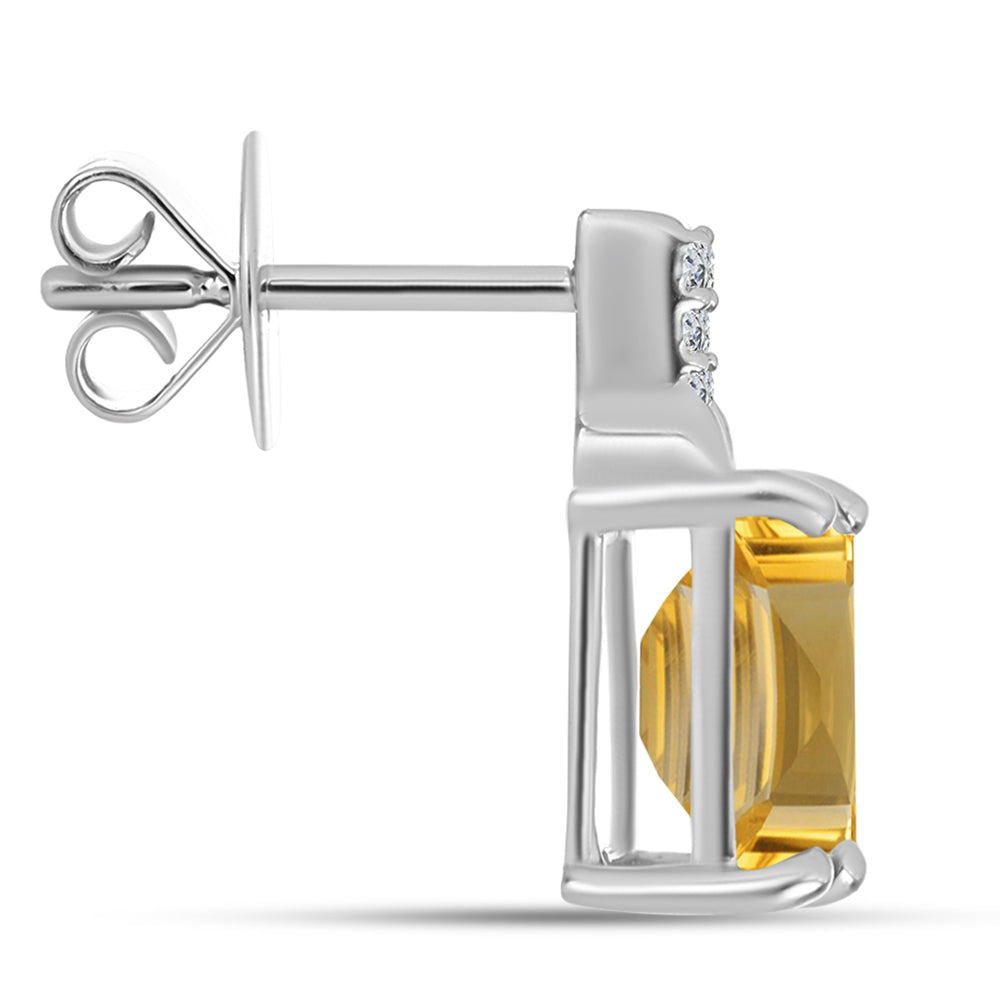 Cercei din Argint 925 ( 1.96 grame ) cu Citrin Ural și Topaz Alb 2.94 Carate 2 