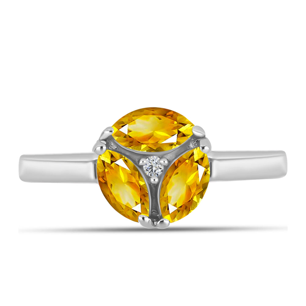 Inel din Argint 925 ( 2.14 grame ) cu Citrin Ural și Topaz Alb 0.68 Carate
