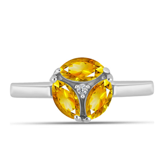 Inel din Argint 925 ( 2.14 grame ) cu Citrin Ural și Topaz Alb 0.68 Carate