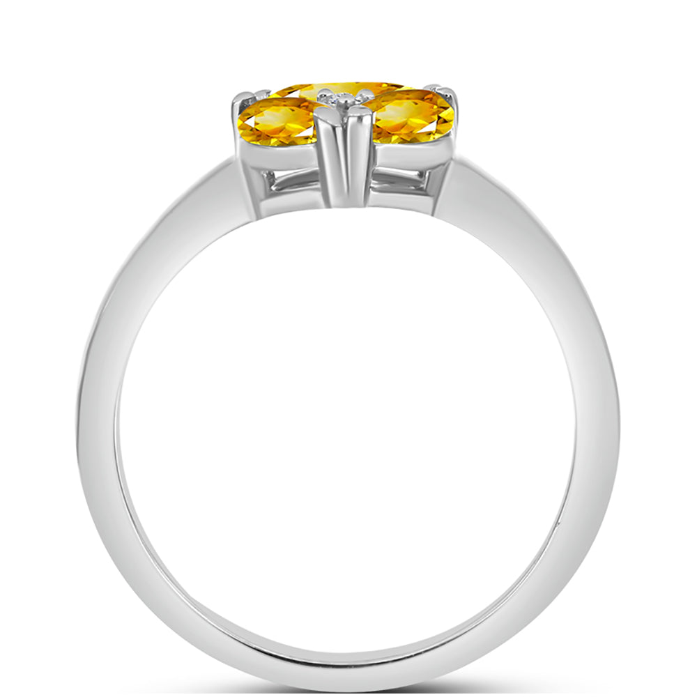 Inel din Argint 925 ( 2.14 grame ) cu Citrin Ural și Topaz Alb 0.68 Carate