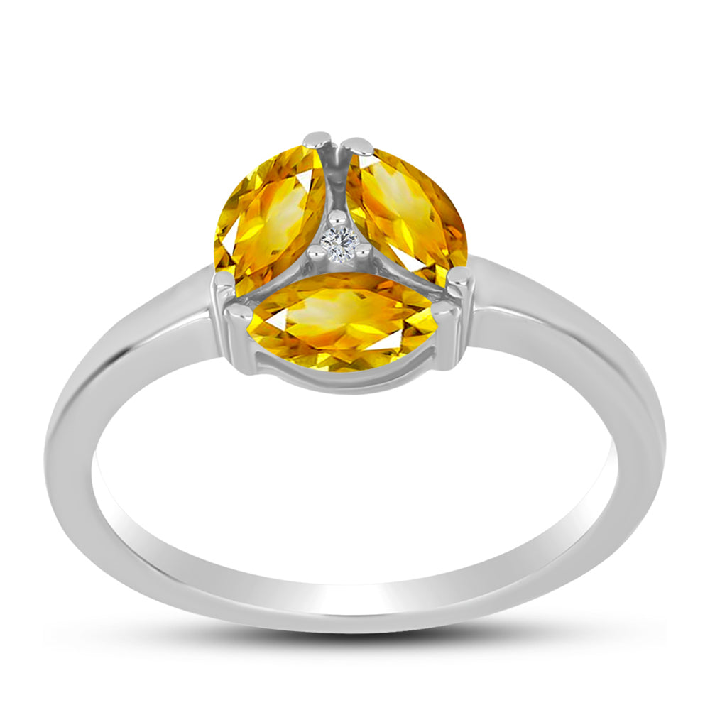 Inel din Argint 925 ( 2.14 grame ) cu Citrin Ural și Topaz Alb 0.68 Carate 3 