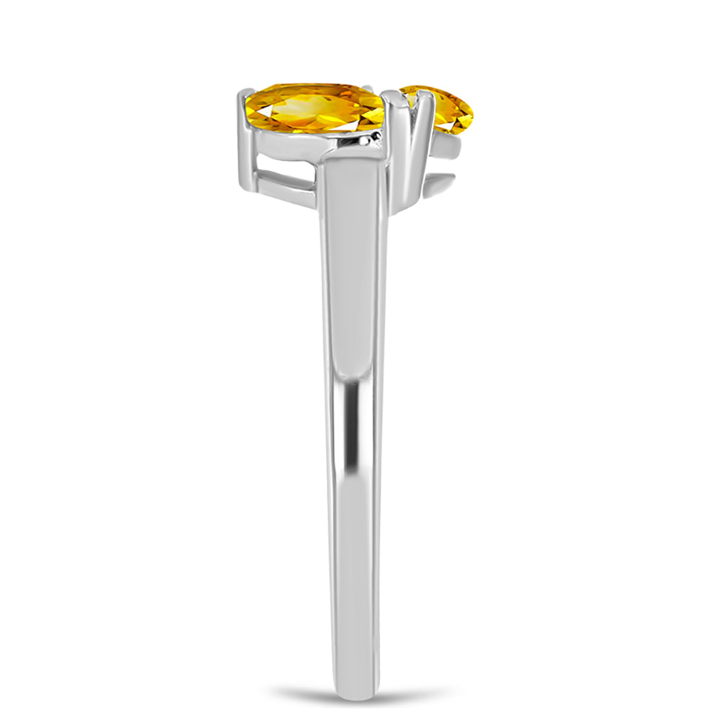 Inel din Argint 925 ( 2.14 grame ) cu Citrin Ural și Topaz Alb 0.68 Carate
