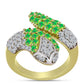 Inel din Argint 925 Placat cu Aur ( 5.92 grame ) cu Opal Verde Etiopian Lega Dembi și Topaz Alb 1.67 Carate