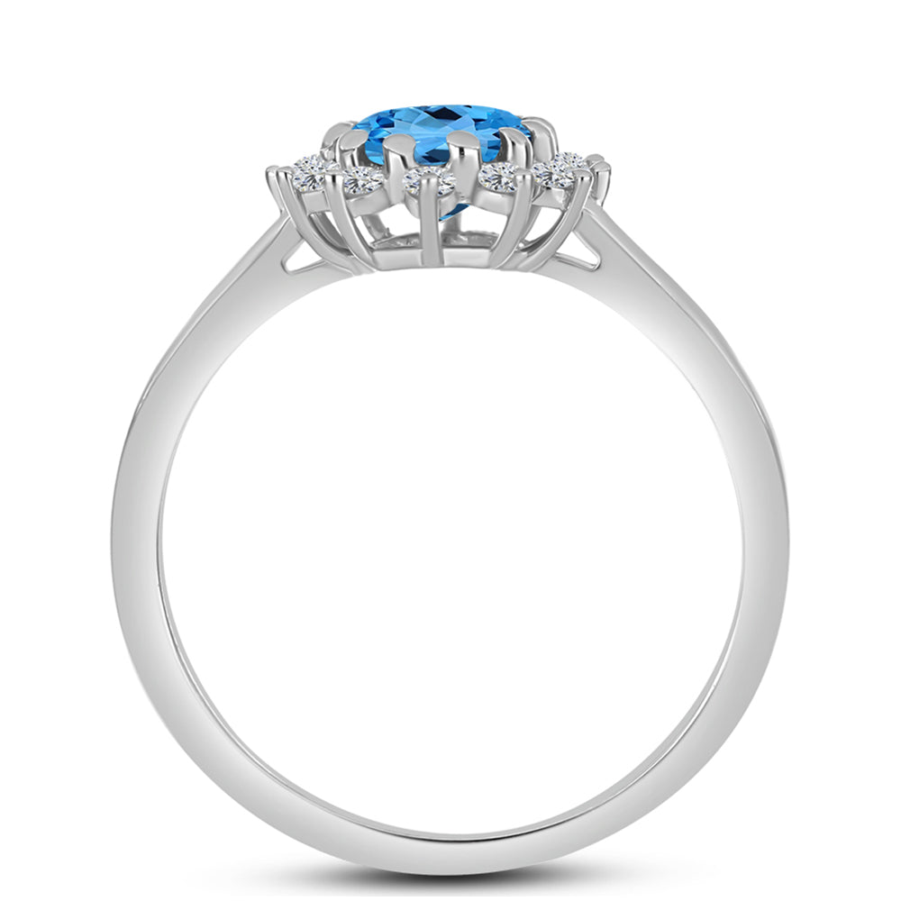 Inel din Argint 925 ( 2.4 grame ) cu Topaz Swiss Blue și Topaz Alb 1.74 Carate 2 