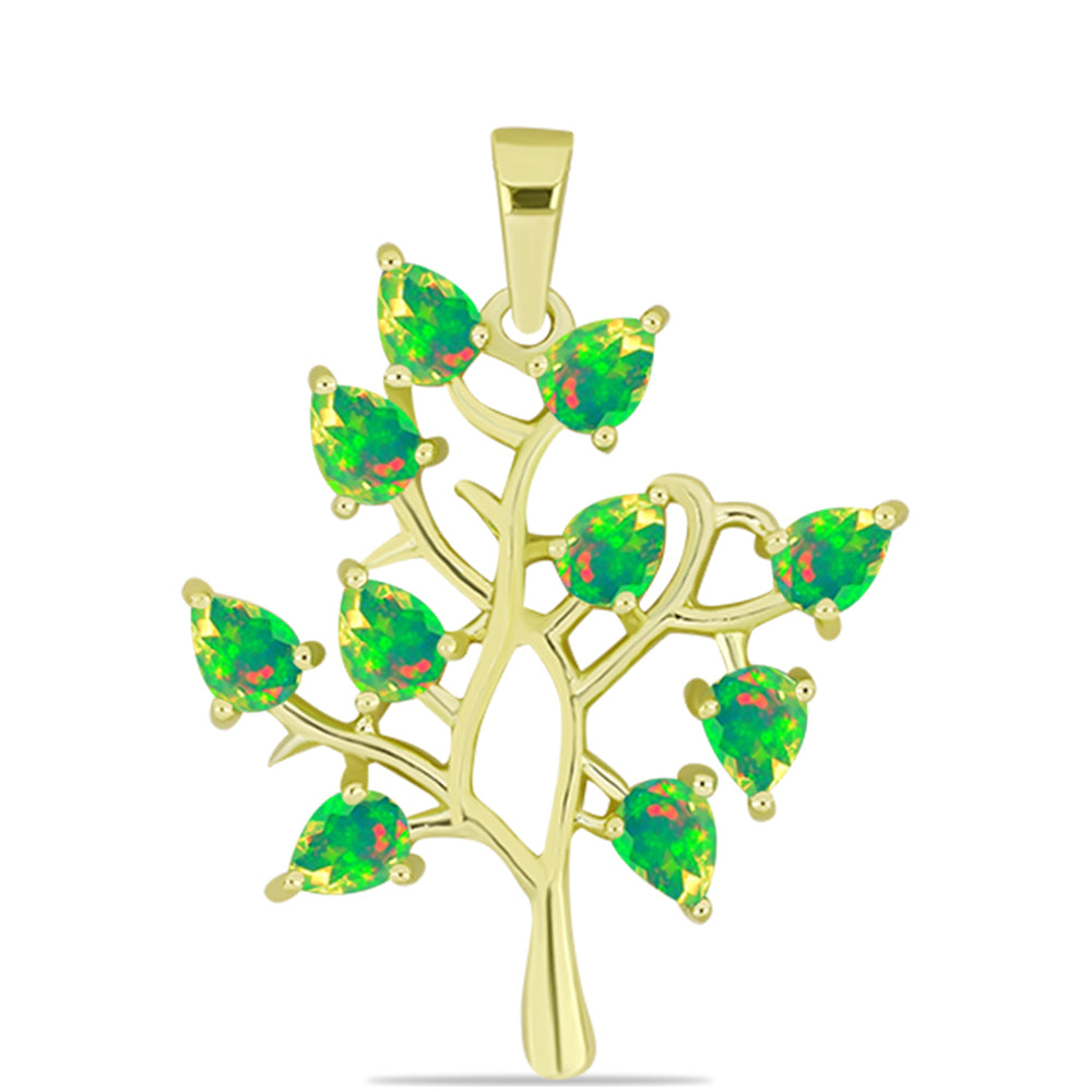 Pandantiv din Argint 925 Placat cu Aur ( 2.46 grame ) cu Opal Verde Etiopian Lega Dembi 0.93 Carate