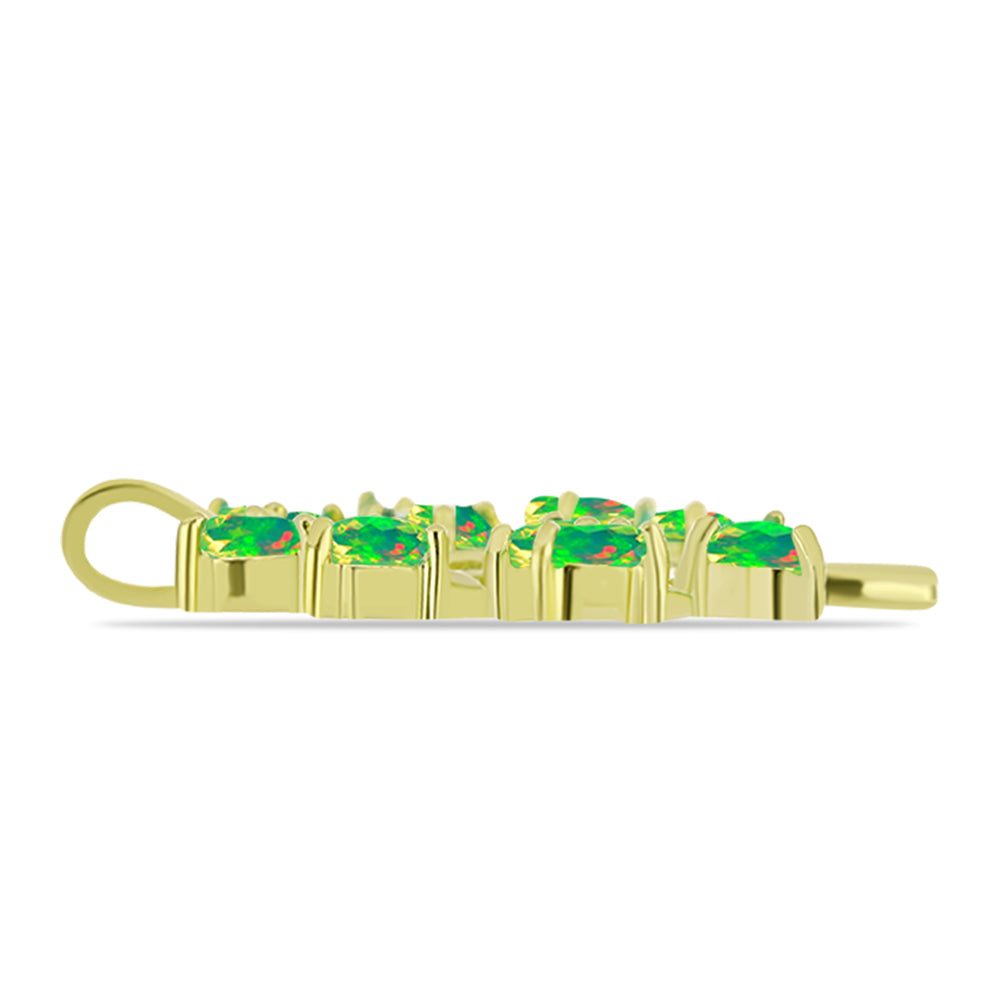 Pandantiv din Argint 925 Placat cu Aur ( 2.46 grame ) cu Opal Verde Etiopian Lega Dembi 0.93 Carate 2 