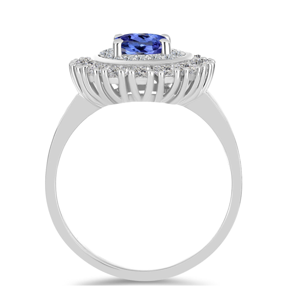 Inel din Argint 925 ( 3.35 grame ) cu Tanzanit AAA și Topaz Alb 2.16 Carate