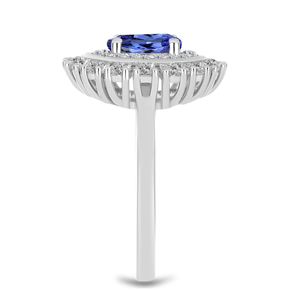 Inel din Argint 925 ( 3.35 grame ) cu Tanzanit AAA și Topaz Alb 2.16 Carate 4 