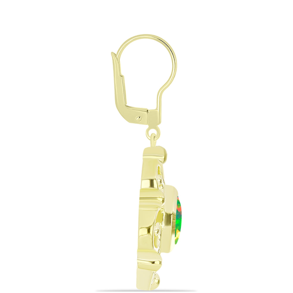 Cercei din Argint 925 Placat cu Aur ( 3.97 grame ) cu Opal Verde Etiopian Lega Dembi 0.56 Carate 2 