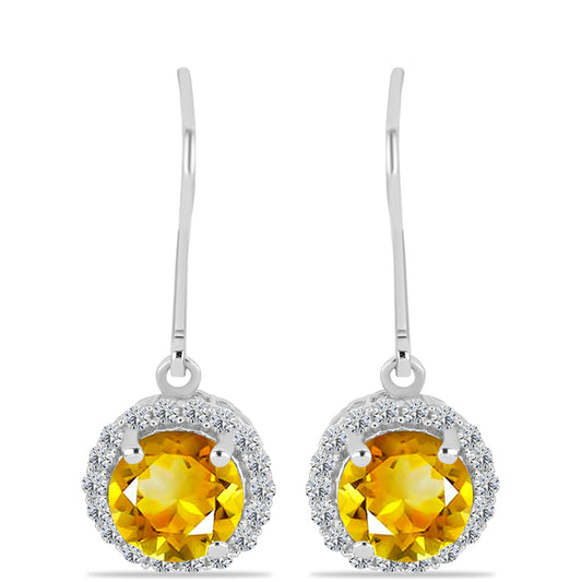 Cercei din Argint 925 ( 2.21 grame ) cu Citrin Ural și Topaz Alb 2.83 Carate