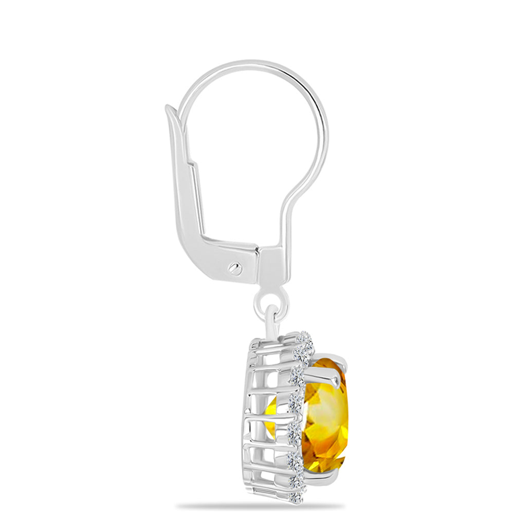 Cercei din Argint 925 ( 2.21 grame ) cu Citrin Ural și Topaz Alb 2.83 Carate 2 