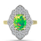 Inel din Argint 925 Placat cu Aur ( 3.85 grame ) cu Opal Verde Etiopian Lega Dembi și Topaz Alb 1.62 Carate