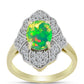 Inel din Argint 925 Placat cu Aur ( 3.85 grame ) cu Opal Verde Etiopian Lega Dembi și Topaz Alb 1.62 Carate