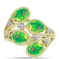 Inel din Argint 925 Placat cu Aur ( 5.74 grame ) cu Opal Verde Etiopian Lega Dembi și Topaz Alb 2.13 Carate