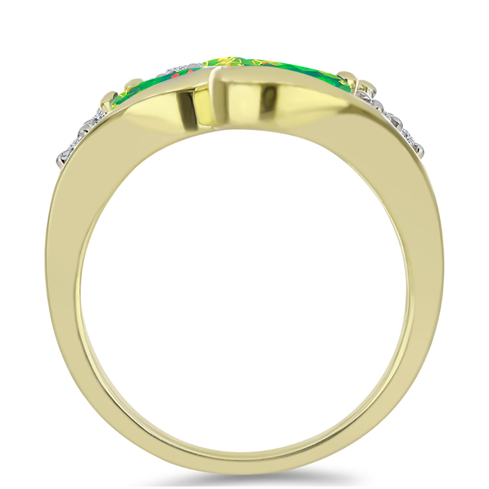 Inel din Argint 925 Placat cu Aur ( 5.74 grame ) cu Opal Verde Etiopian Lega Dembi și Topaz Alb 2.13 Carate 2 