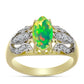 Inel din Argint 925 Placat cu Aur ( 3.99 grame ) cu Opal Verde Etiopian Lega Dembi și Topaz Alb 1.22 Carate