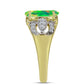 Inel din Argint 925 Placat cu Aur ( 3.99 grame ) cu Opal Verde Etiopian Lega Dembi și Topaz Alb 1.22 Carate
