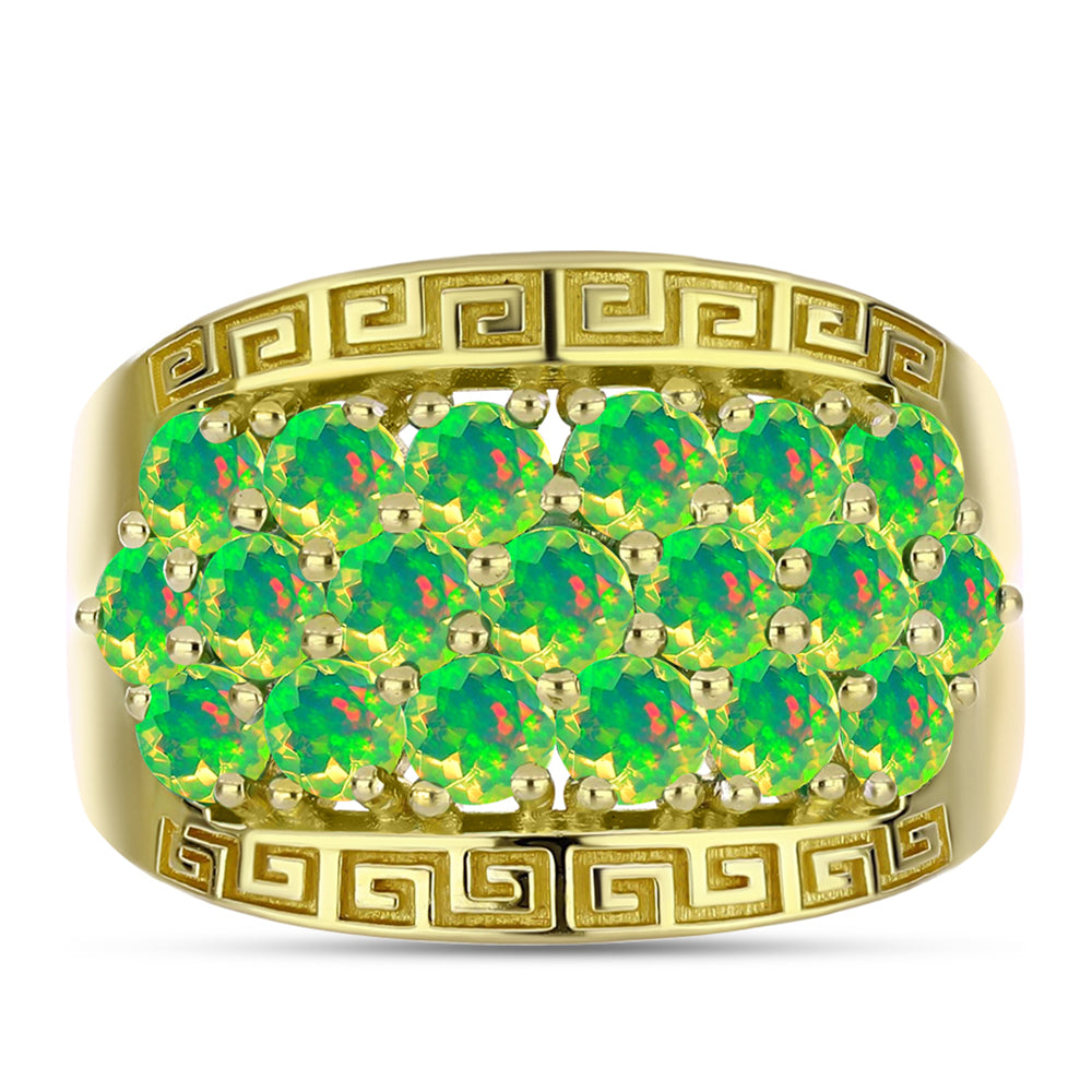 Inel din Argint 925 Placat cu Aur ( 5.72 grame ) cu Opal Verde Etiopian Lega Dembi 1.26 Carate