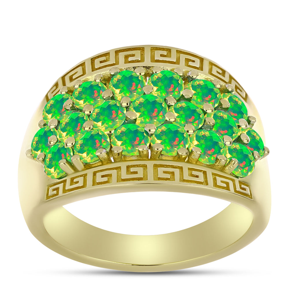 Inel din Argint 925 Placat cu Aur ( 5.72 grame ) cu Opal Verde Etiopian Lega Dembi 1.26 Carate