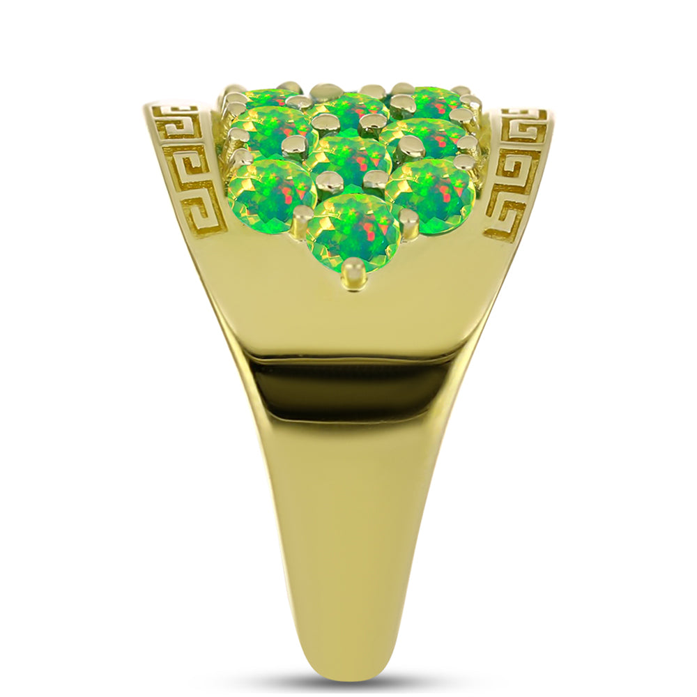 Inel din Argint 925 Placat cu Aur ( 5.72 grame ) cu Opal Verde Etiopian Lega Dembi 1.26 Carate 4 