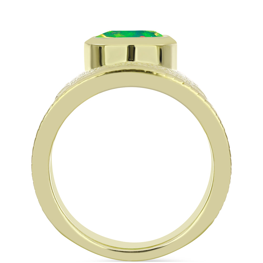 Inel din Argint 925 Placat cu Aur ( 9.36 grame ) cu Opal Verde Etiopian Lega Dembi 1.36 Carate