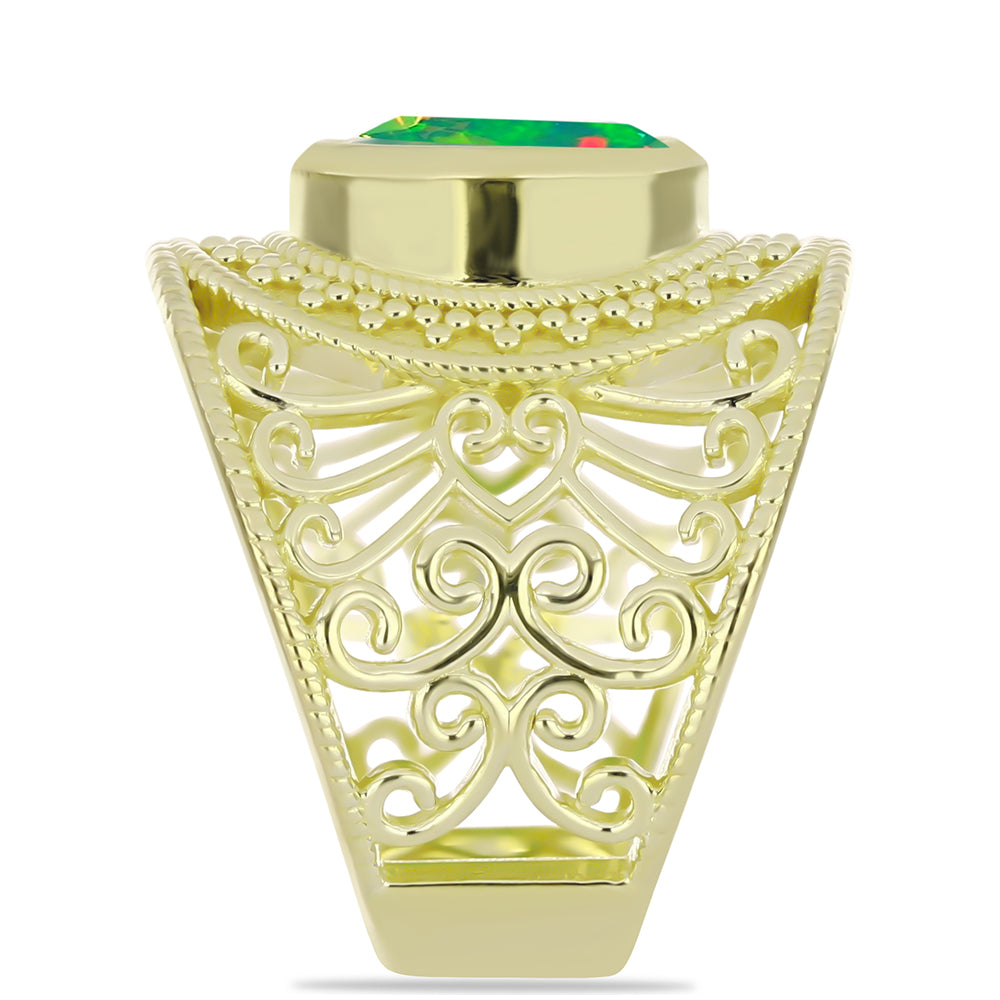 Inel din Argint 925 Placat cu Aur ( 9.36 grame ) cu Opal Verde Etiopian Lega Dembi 1.36 Carate 4 