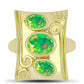 Inel din Argint 925 Placat cu Aur ( 5.5 grame ) cu Opal Verde Etiopian Lega Dembi 1.27 Carate