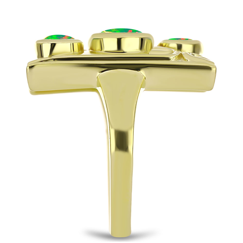 Inel din Argint 925 Placat cu Aur ( 5.5 grame ) cu Opal Verde Etiopian Lega Dembi 1.27 Carate 4 