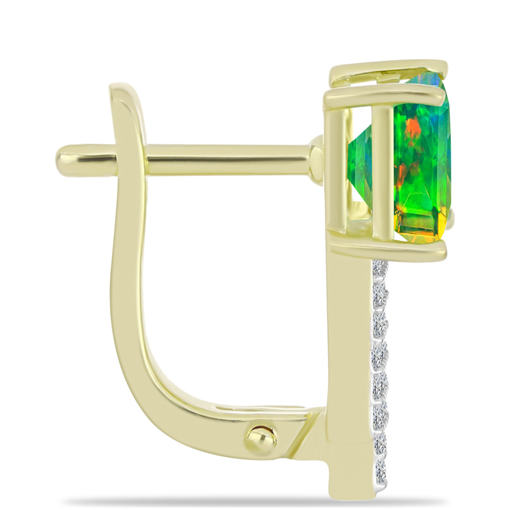 Cercei din Argint 925 Placat cu Aur ( 3.49 grame ) cu Opal Verde Etiopian Lega Dembi și Topaz Alb 1.59 Carate 2 