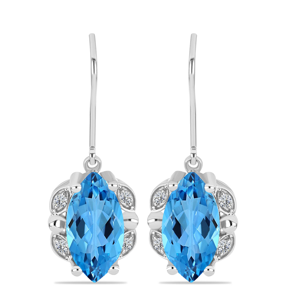 Cercei din Argint 925 ( 3.55 grame ) cu Topaz Swiss Blue și Topaz Alb 6.4 Carate 1 