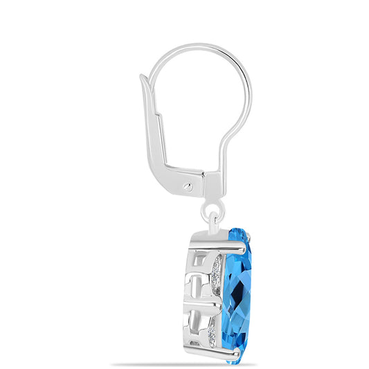 Cercei din Argint 925 ( 3.55 grame ) cu Topaz Swiss Blue și Topaz Alb 6.4 Carate