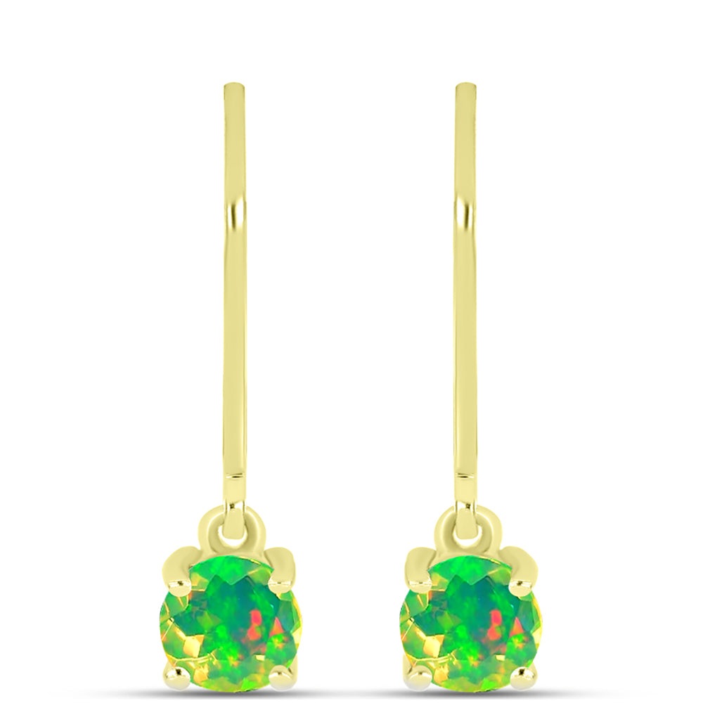 Set din Argint 925 Placat cu Aur ( 4.19 grame ) cu Opal Verde Etiopian Lega Dembi și Opal Etiopian Negru Lega Dembi 1.73 Carate ( Cercei ) 6 