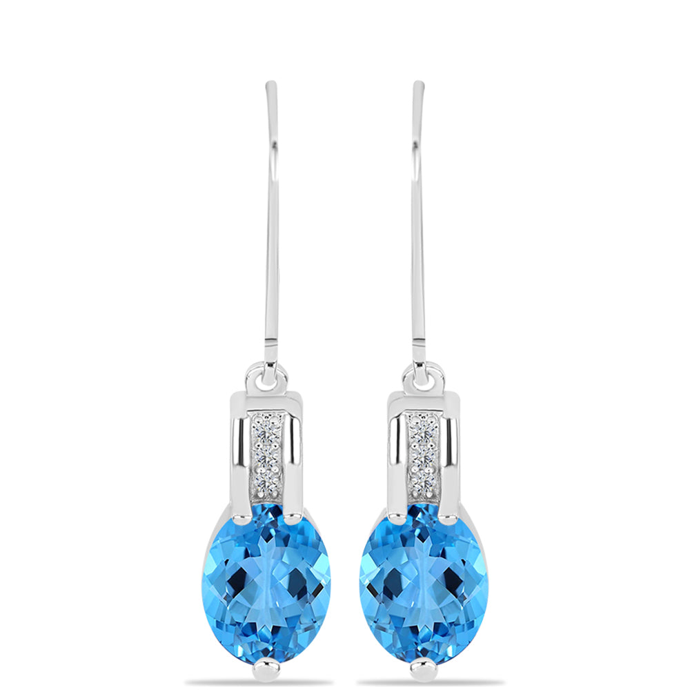 Cercei din Argint 925 ( 2.55 grame ) cu Topaz Swiss Blue și Topaz Alb 3.85 Carate 1 