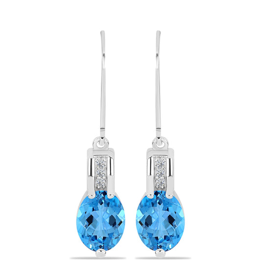 Cercei din Argint 925 ( 2.55 grame ) cu Topaz Swiss Blue și Topaz Alb 3.85 Carate