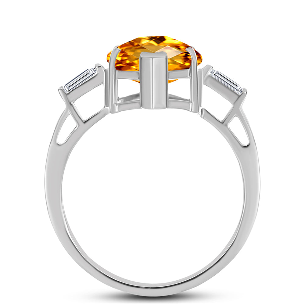 Inel din Argint 925 ( 2.85 grame ) cu Citrin Ural și Topaz Alb 6.09 Carate