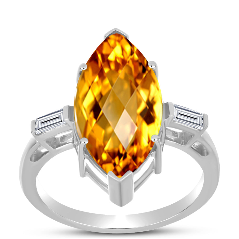 Inel din Argint 925 ( 2.85 grame ) cu Citrin Ural și Topaz Alb 6.09 Carate 3 