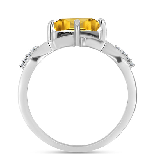 Inel din Argint 925 ( 2.68 grame ) cu Citrin Ural și Topaz Alb 1.11 Carate