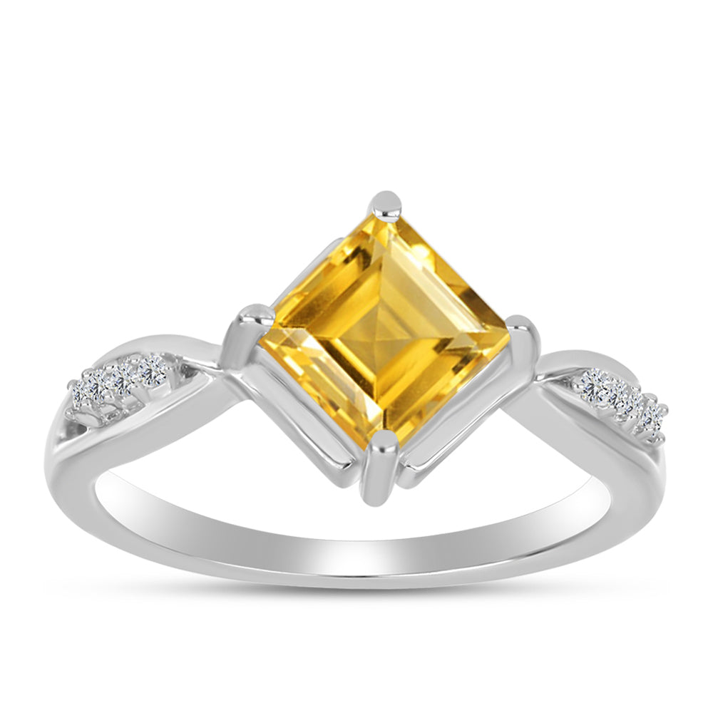 Inel din Argint 925 ( 2.68 grame ) cu Citrin Ural și Topaz Alb 1.11 Carate 3 