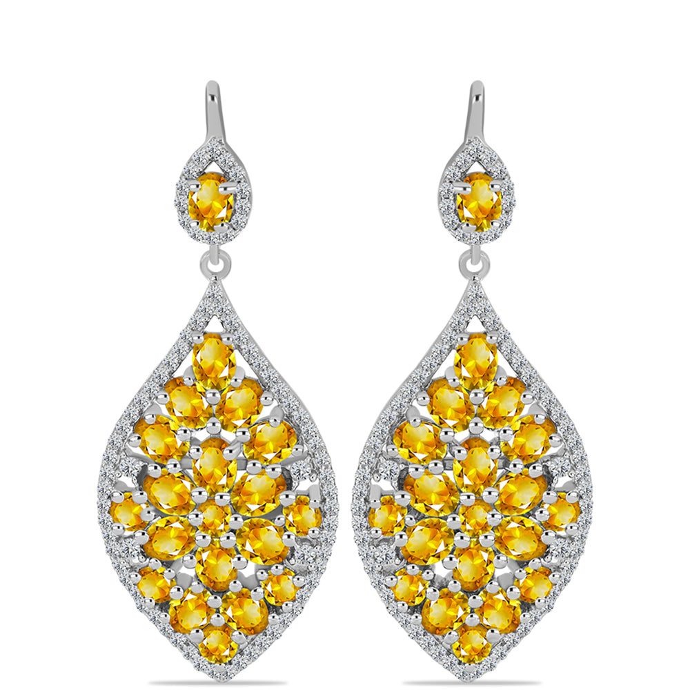 Cercei din Argint 925 ( 6.99 grame ) cu Citrin Ural și Topaz Alb 7.38 Carate