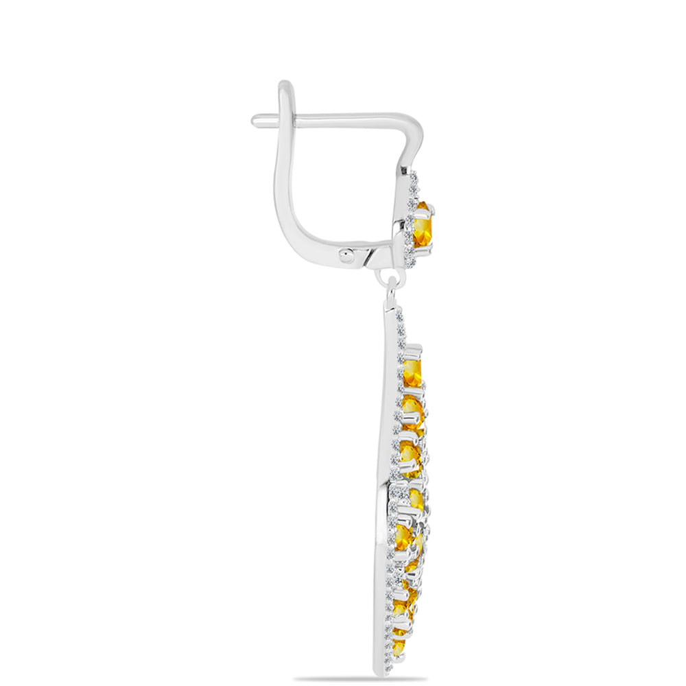 Cercei din Argint 925 ( 6.99 grame ) cu Citrin Ural și Topaz Alb 7.38 Carate