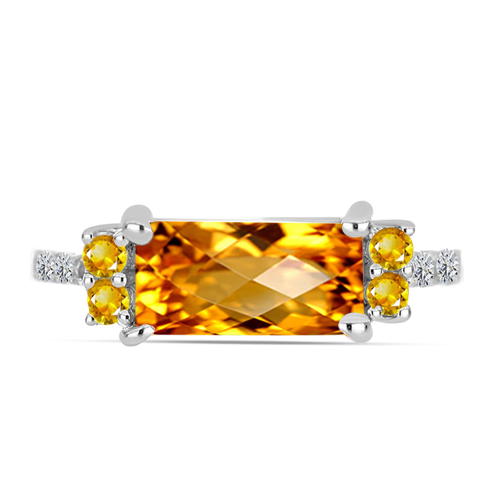 Inel din Argint 925 ( 2.45 grame ) cu Citrin Ural și Topaz Alb 1.49 Carate 1 