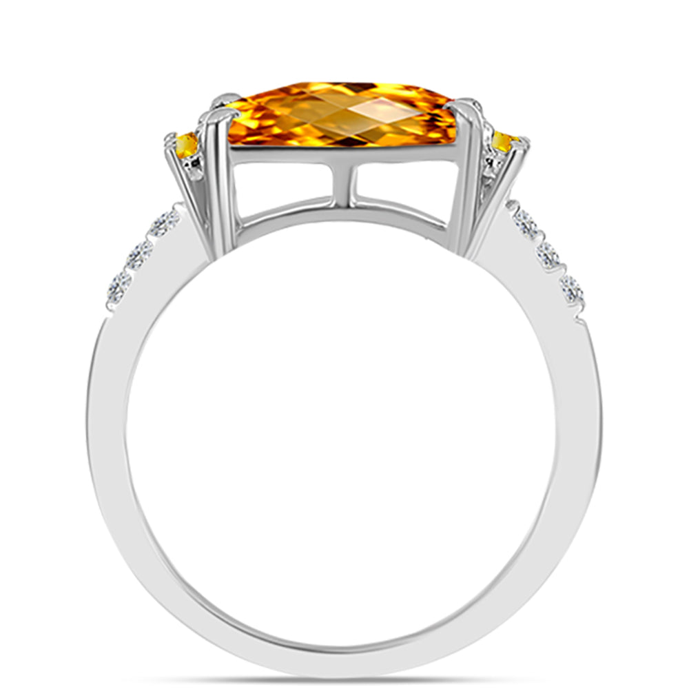 Inel din Argint 925 ( 2.45 grame ) cu Citrin Ural și Topaz Alb 1.49 Carate