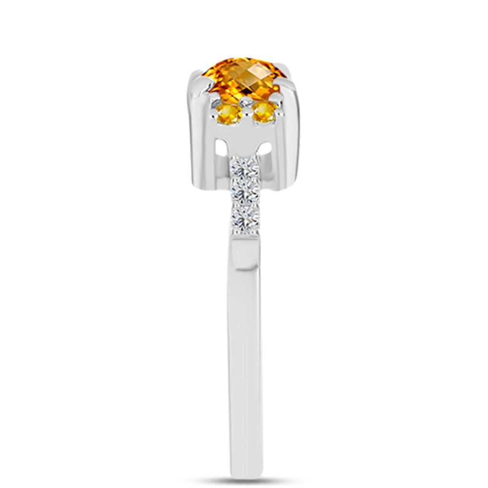 Inel din Argint 925 ( 2.45 grame ) cu Citrin Ural și Topaz Alb 1.49 Carate