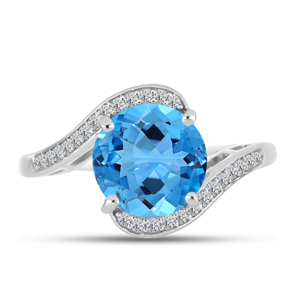 Inel din Argint 925 ( 3.22 grame ) cu Topaz Swiss Blue și Topaz Alb 4.92 Carate 1 