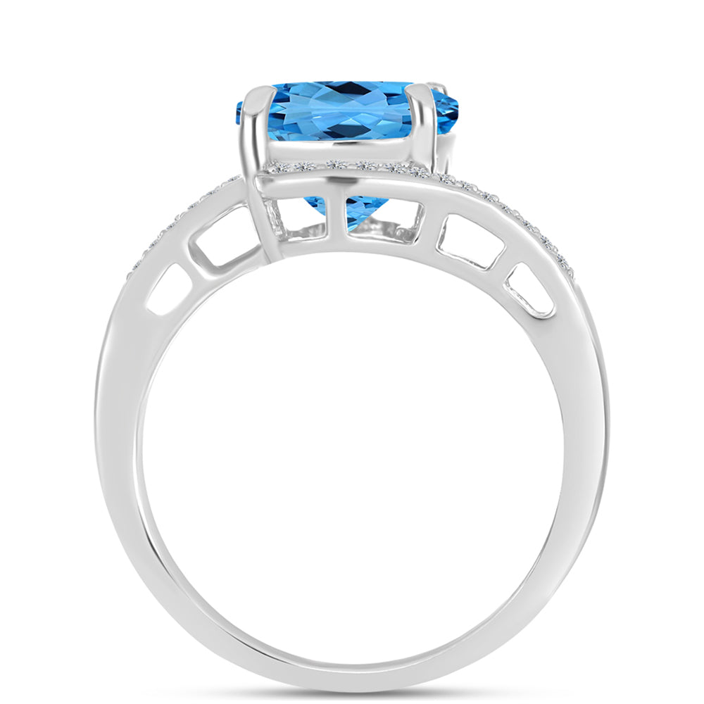 Inel din Argint 925 ( 3.22 grame ) cu Topaz Swiss Blue și Topaz Alb 4.92 Carate 2 